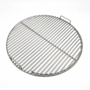 Close-up of hand-welded stainless steel rod construction on 57cm kettle grill grate – HexGrate alternative