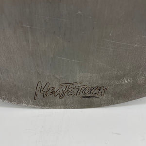 Meatstock logo to on a mild steel griddle plate