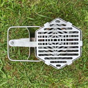 CLD Fabrication heavy duty 304SS charcoal chimney starter with optional stainless top grill installed