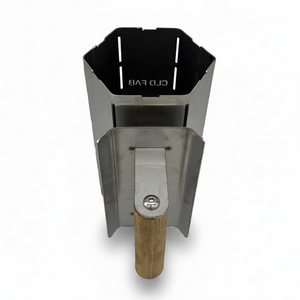 Heavy duty mini charcoal chimney starter – 1.6mm and 2mm 304 stainless steel, Tasmanian Oak handle