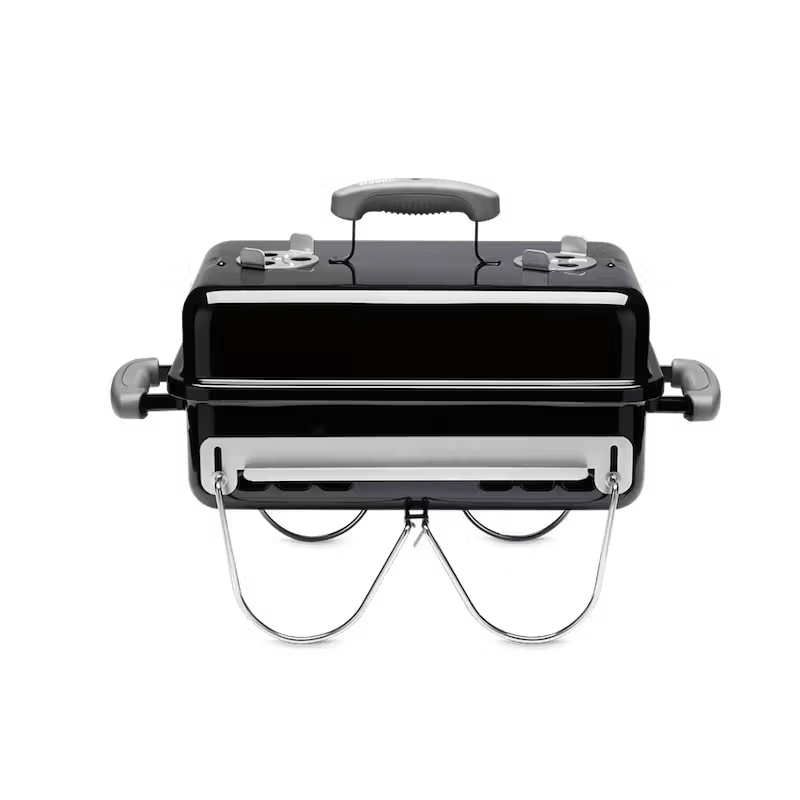 Weber Go Anywhere portable BBQ with CLD Fabrication accessories for camping, beach and travel cooking