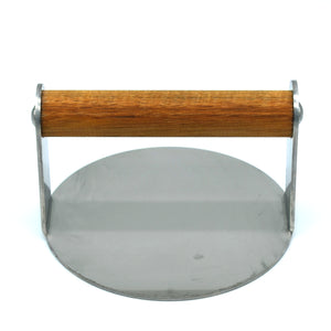Stainless Burger Smasher No Logo hardwood handle front view white background
