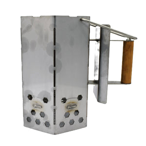 Heavy duty stainless charcoal chimney starter by CLD Fabrication – alternative to Smokey BBQ Bits chimney