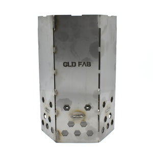 CLD Fabrication heavy duty stainless charcoal chimney starter – Tasmanian Oak handle close-up detail