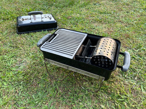 split combo shown fitted to a weber GA with a chimney starter also inside