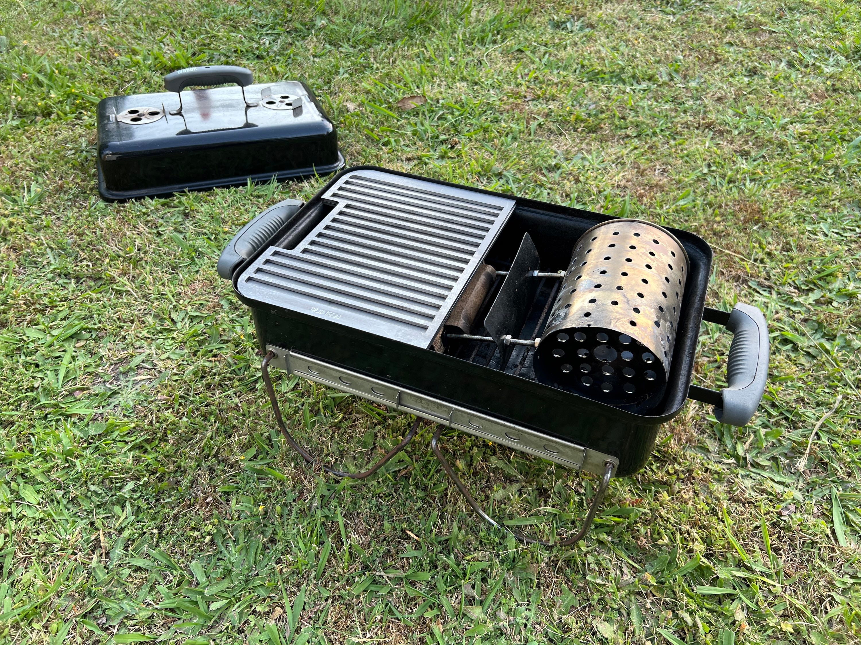 split combo shown fitted to a weber GA with a chimney starter also inside