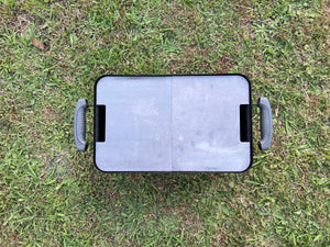 top view of the half griddle plates place into a weber ga