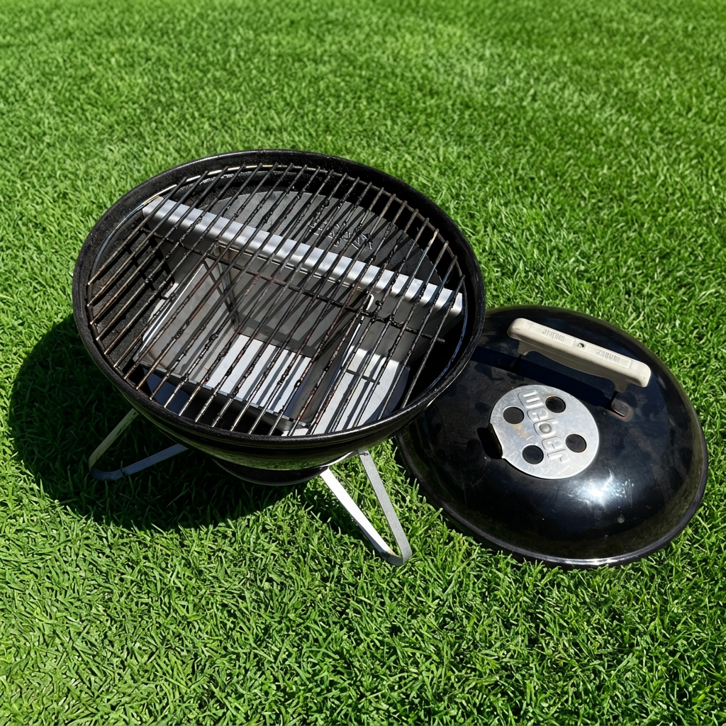 Barbecue grill on a grassy ground