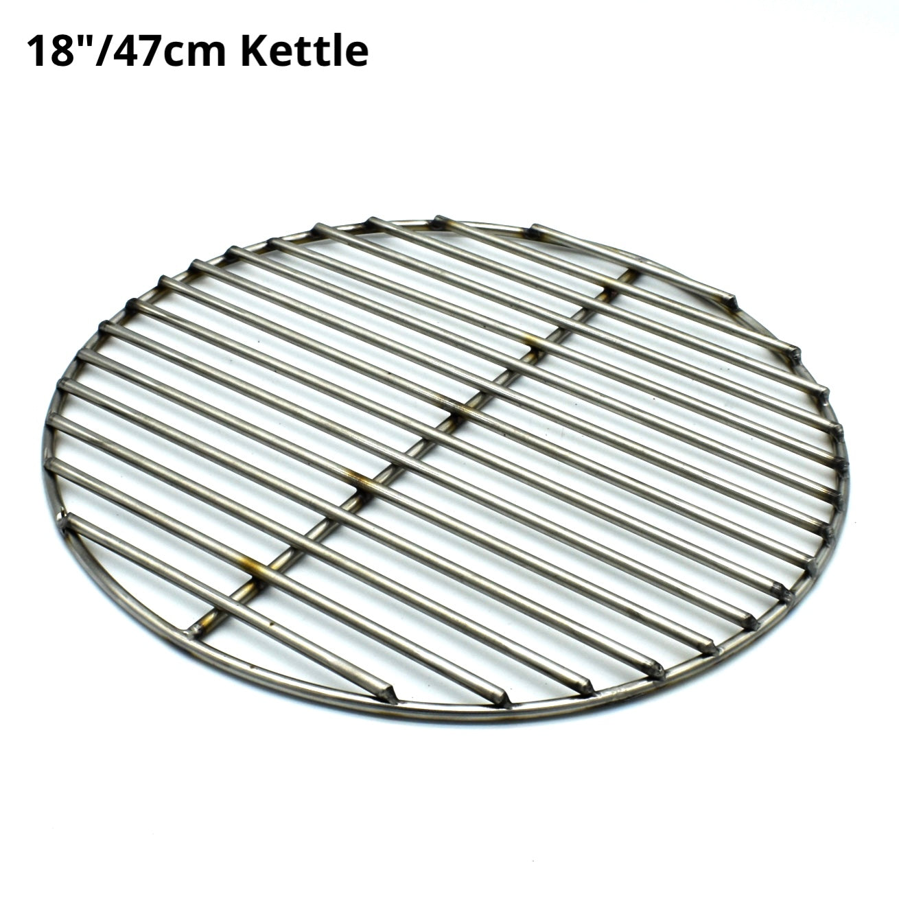 47cm weber kettle Hunsaker Style charcoal grate, angled view, heavy duty rod