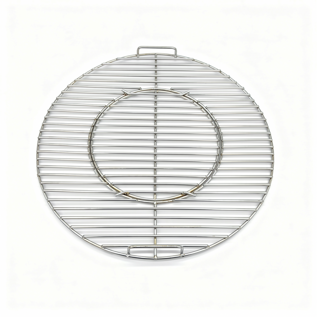 CLD Fabrication stainless steel Weber GBS replacement grate with removable centre fitted to 57cm kettle BBQ – rust-free upgrade
