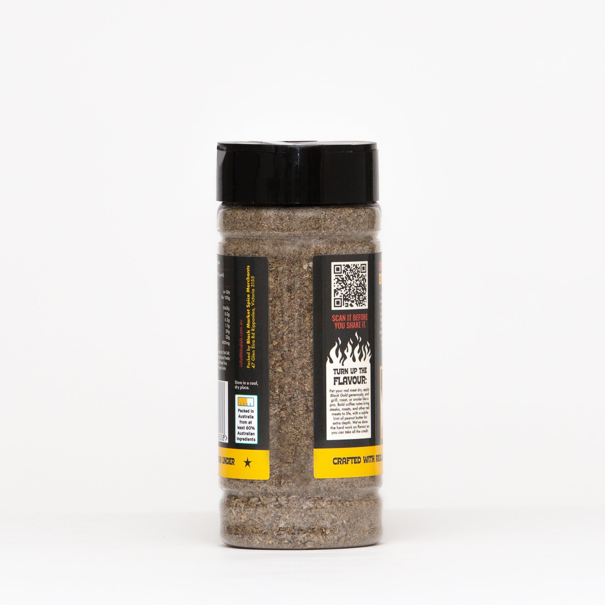 Black Gold BBQ Rub by BBQ LAB – back of pack showing ingredients and instructions