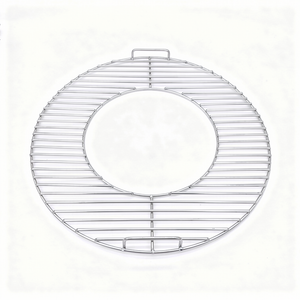 Top view of stainless steel 57cm kettle grill grate with removable centre section – HexGrate alternative available in Australia