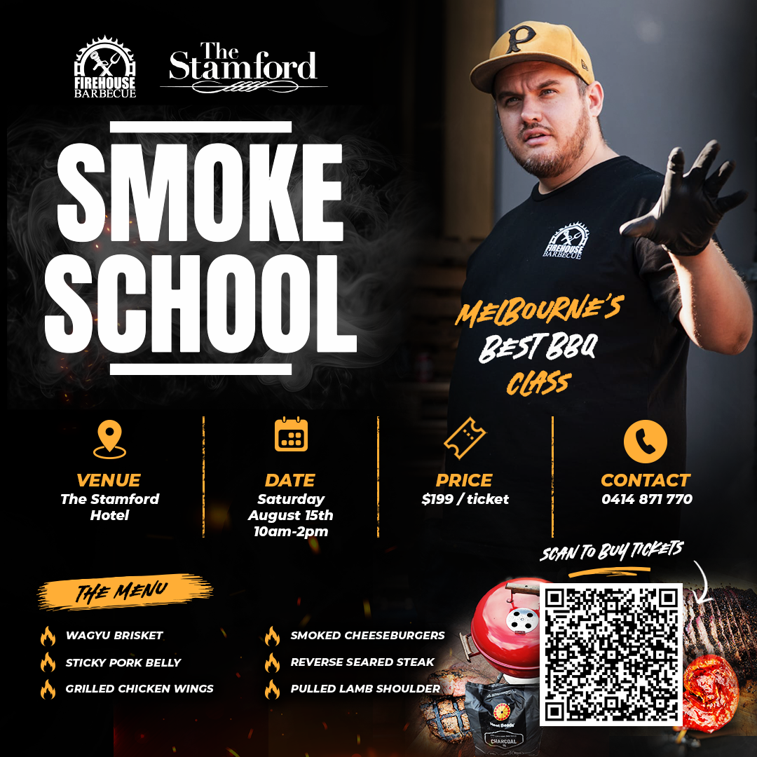 Smoke School American BBQ class event poster – Firehouse Barbecue, Melbourne