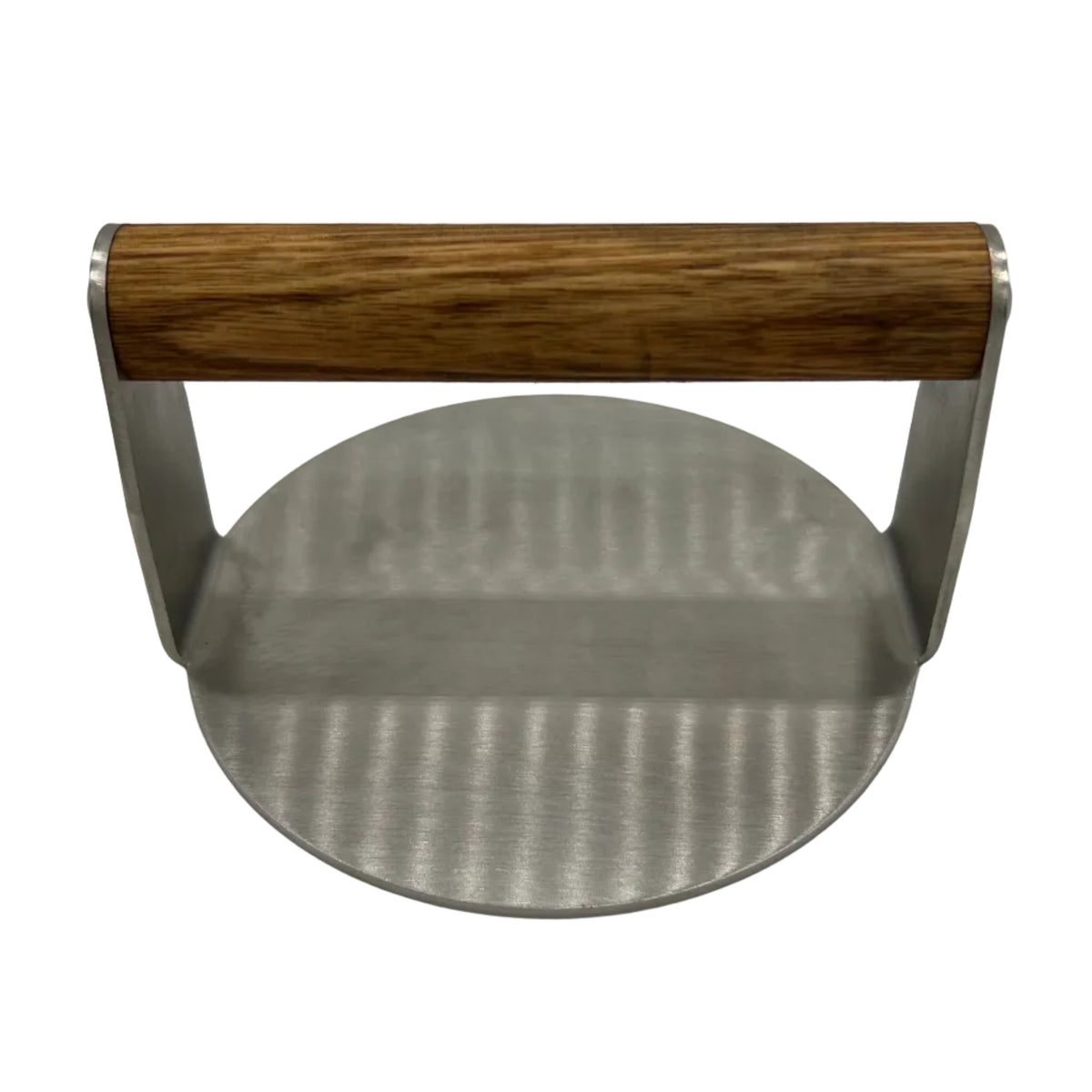 Stainless Burger Smasher No Logo hardwood handle front view white background