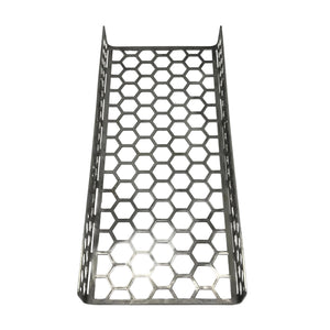 CLD Fabrication Brisket Mate Long Brisket Caddy – mild steel version, top-down view showing full-length honeycomb perforated tray and raised side panels