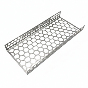 CLD Fabrication Brisket Mate Long Brisket Caddy – angled view showing honeycomb perforated base and raised side walls for brisket support
