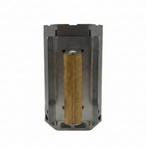 Mini stainless charcoal chimney starter side view – 1.6mm and 2mm 304 stainless steel, white background
